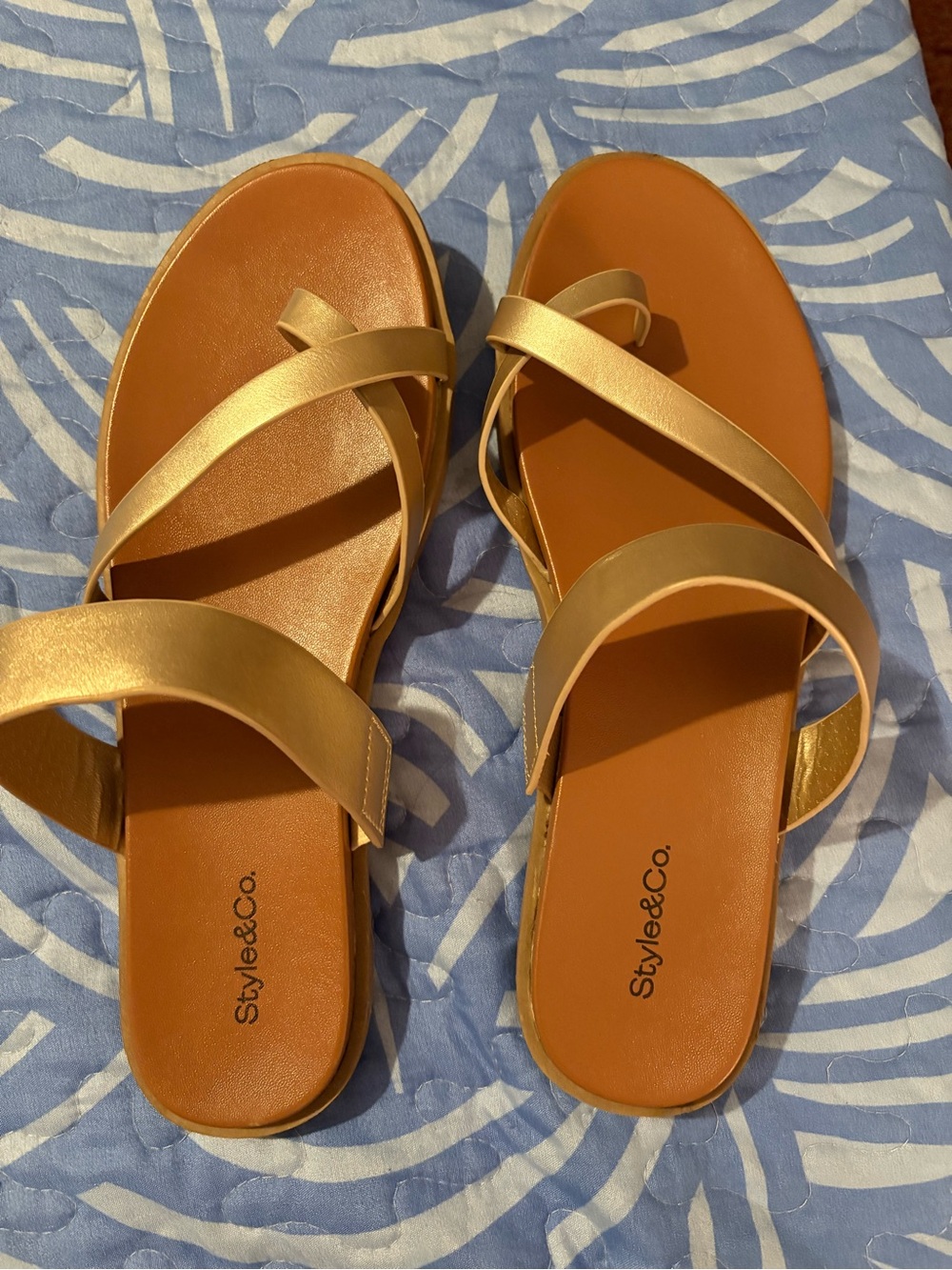 Style & Co. Gold Strappy Slide Sandals